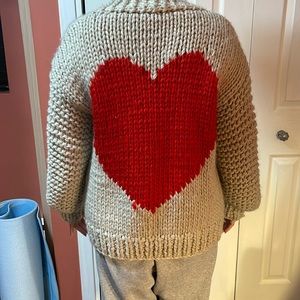 Gray cardigan with huge heart on back